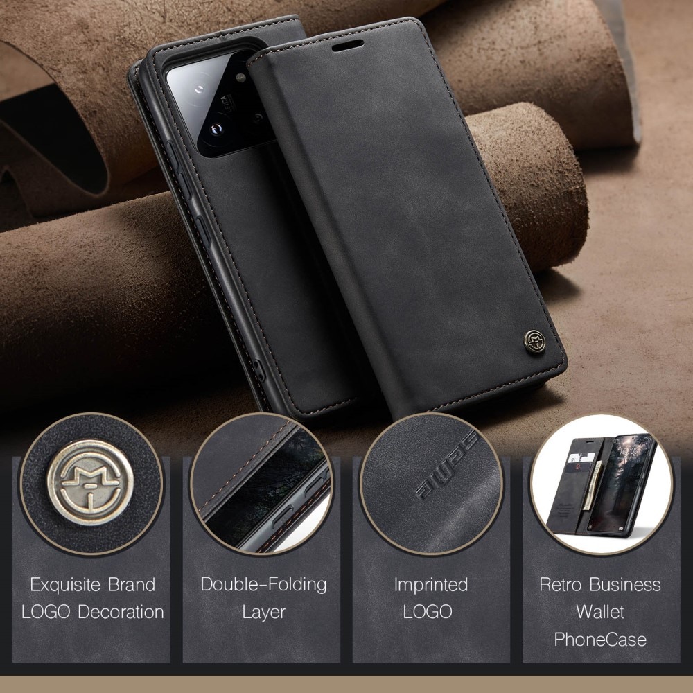 Étui portefeuille mince Xiaomi 14, Noir