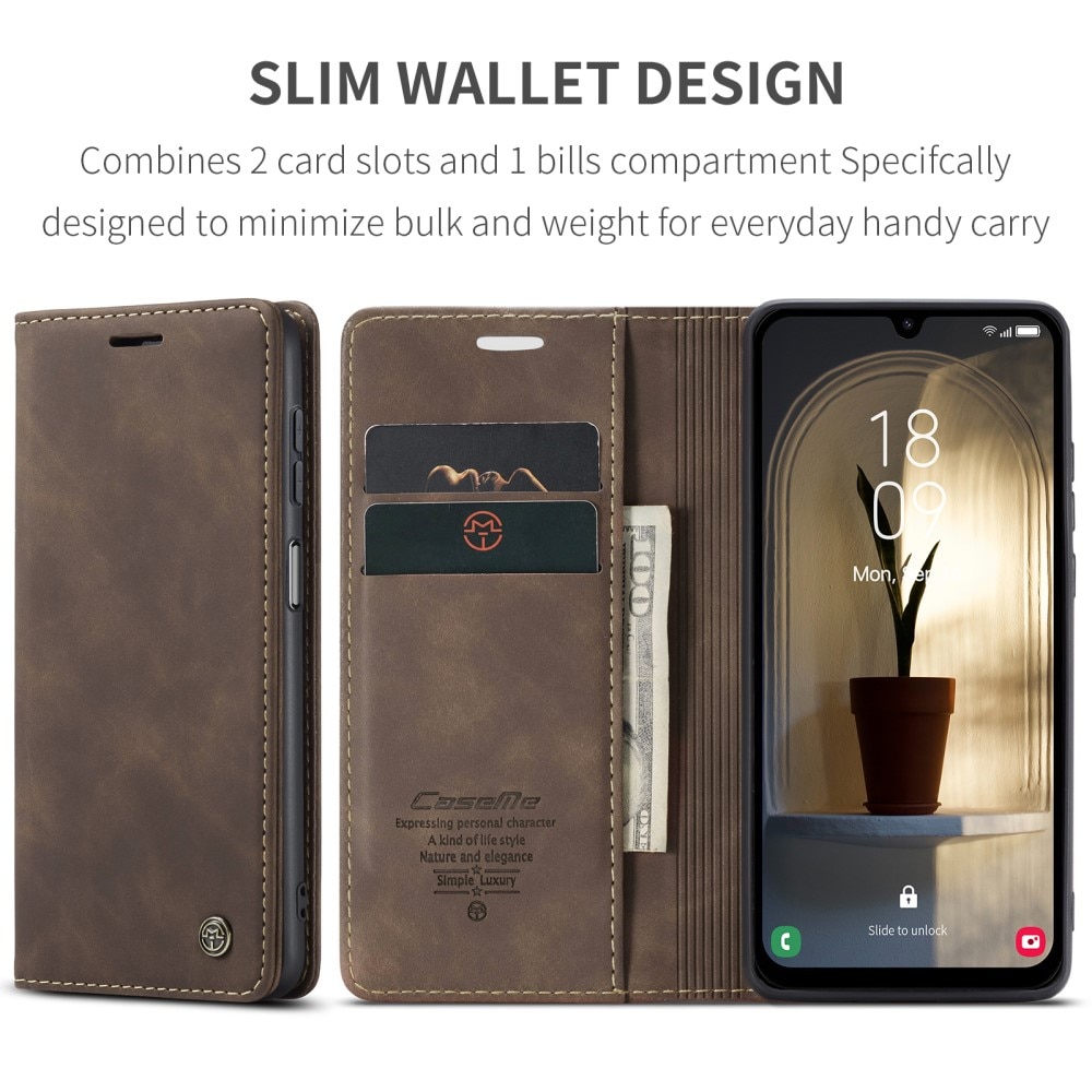 Étui portefeuille mince Samsung Galaxy A25, Marron
