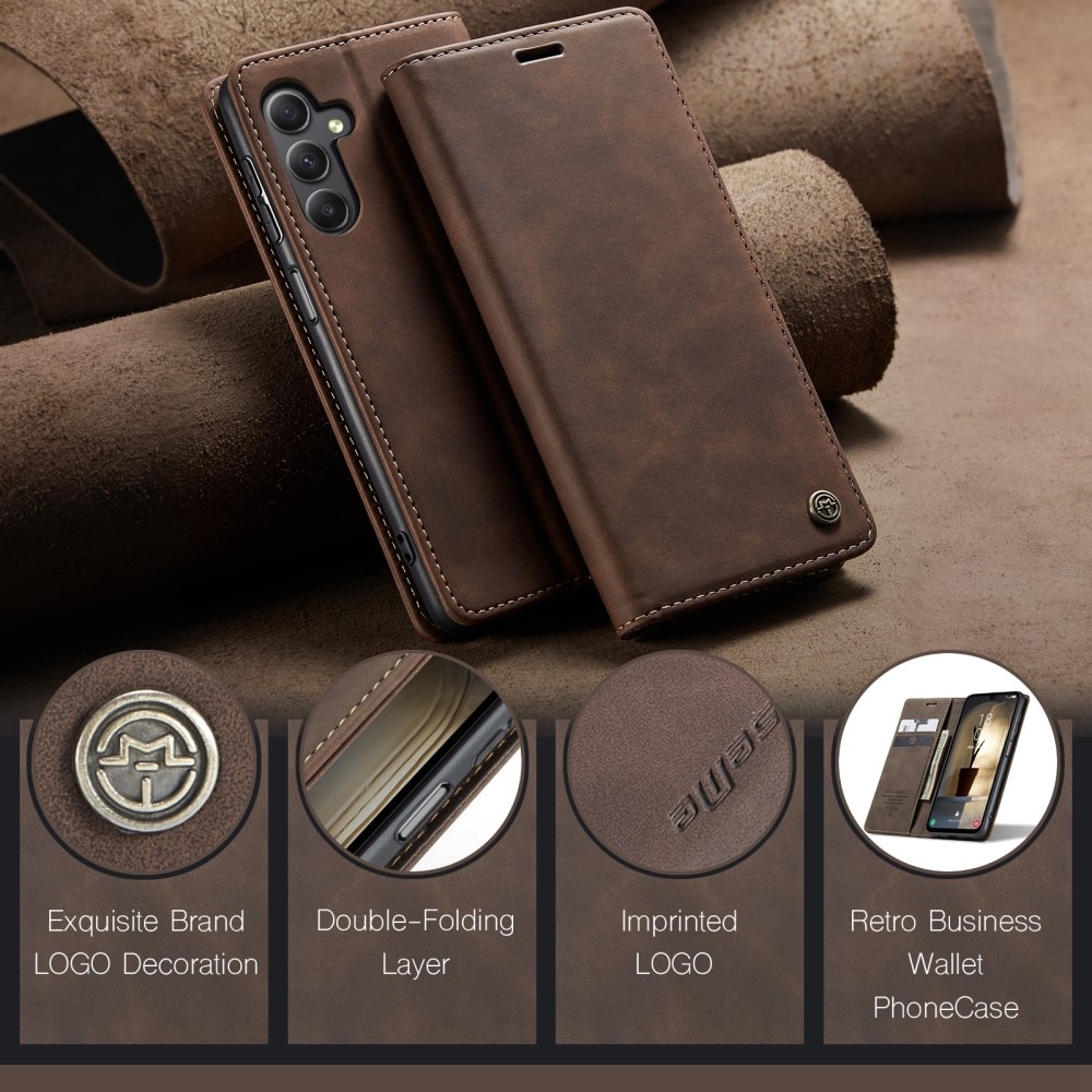 Étui portefeuille mince Samsung Galaxy A25, Marron
