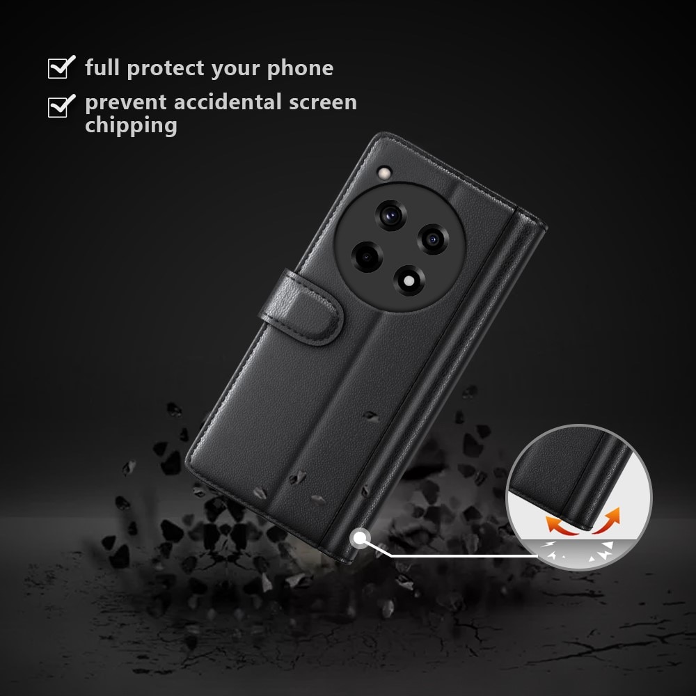 Étui en cuir veritable  OnePlus 12R, Noir