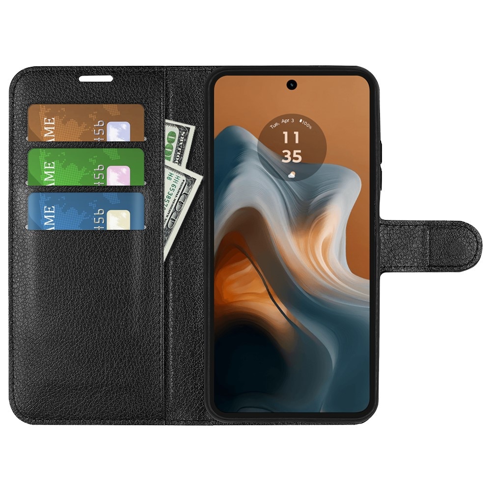 Coque portefeuille Motorola Moto G34, Noir
