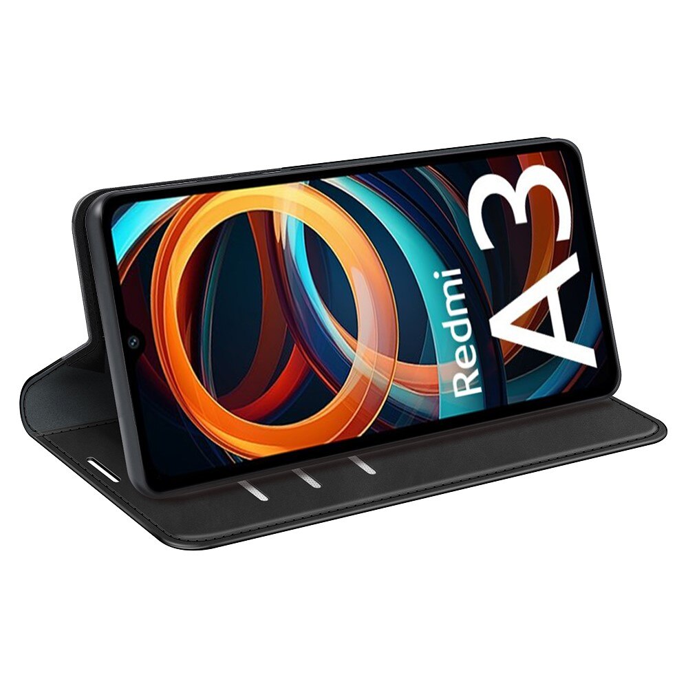 Coque portefeuille mince Xiaomi Redmi A3, Noir