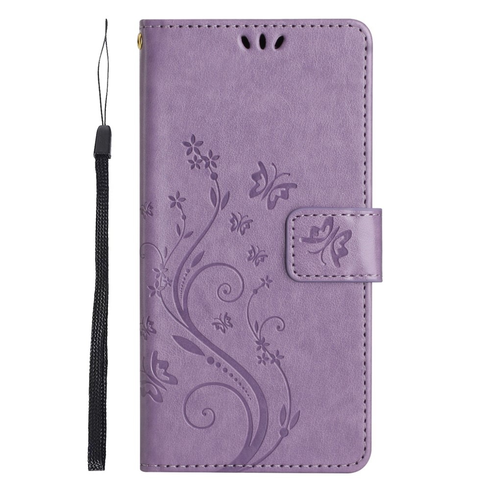 Étui en cuir à papillons pour Xiaomi Redmi 13C, violet