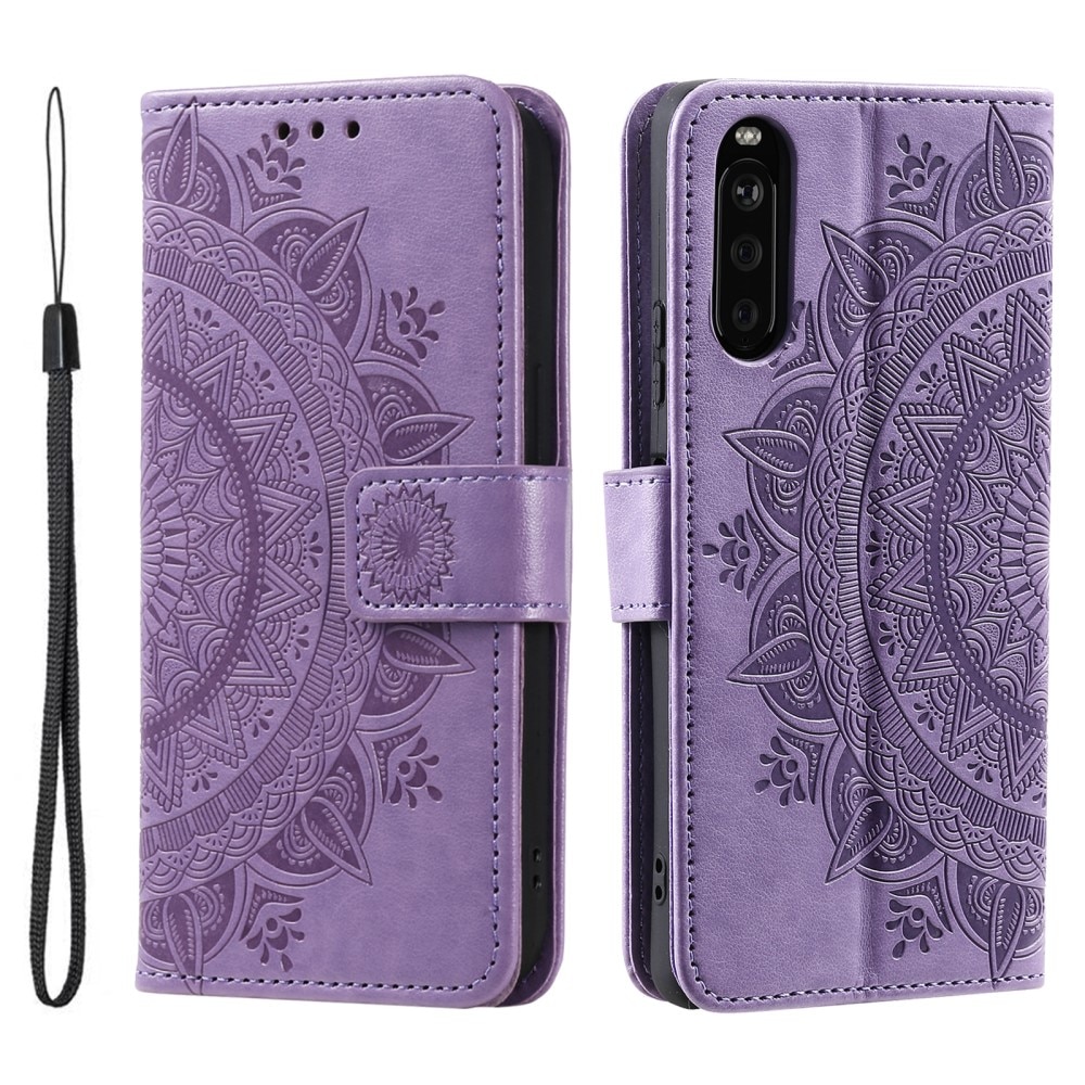 Étui en cuir Mandala Sony Xperia 10 VI, violet