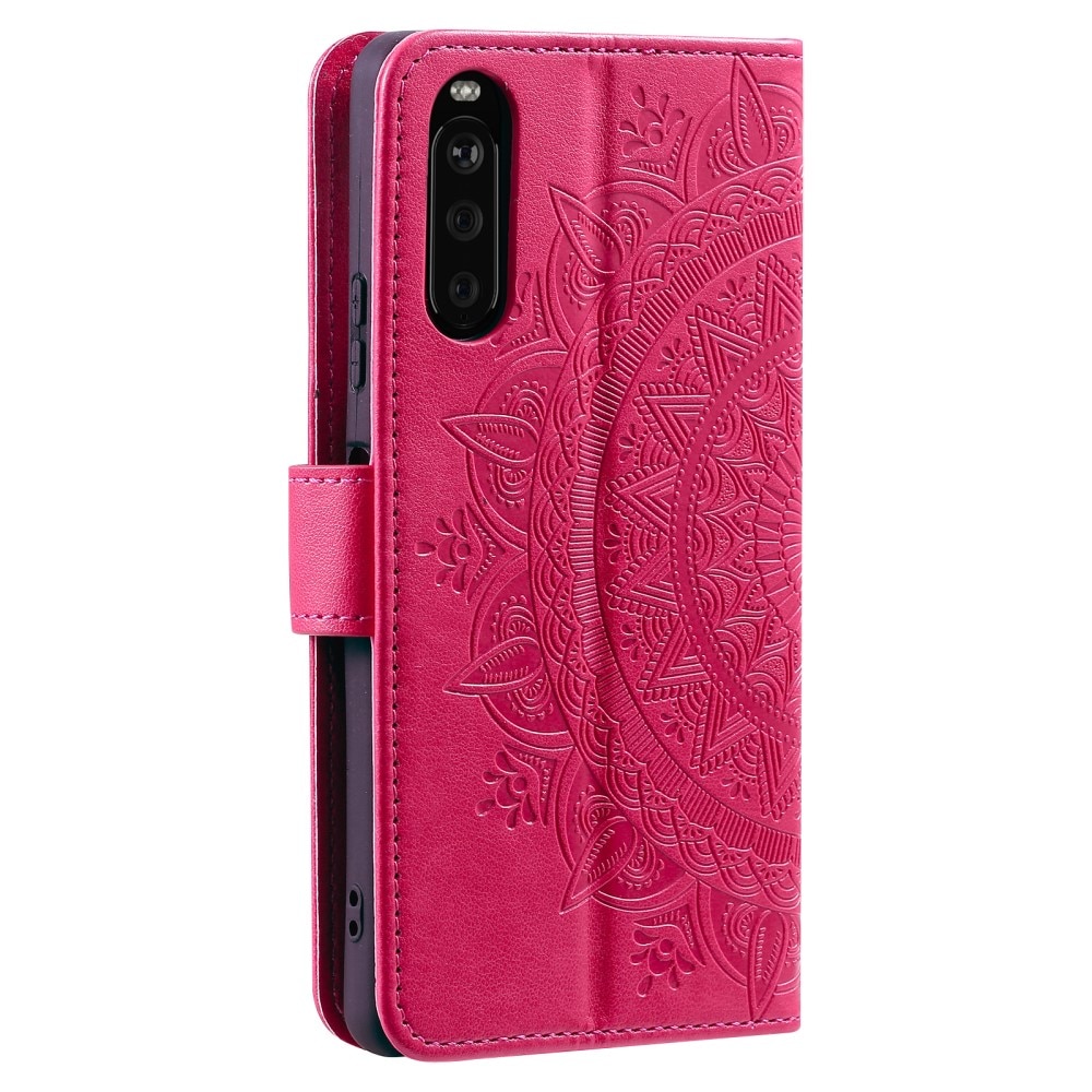 Étui en cuir Mandala Sony Xperia 10 VI, rose