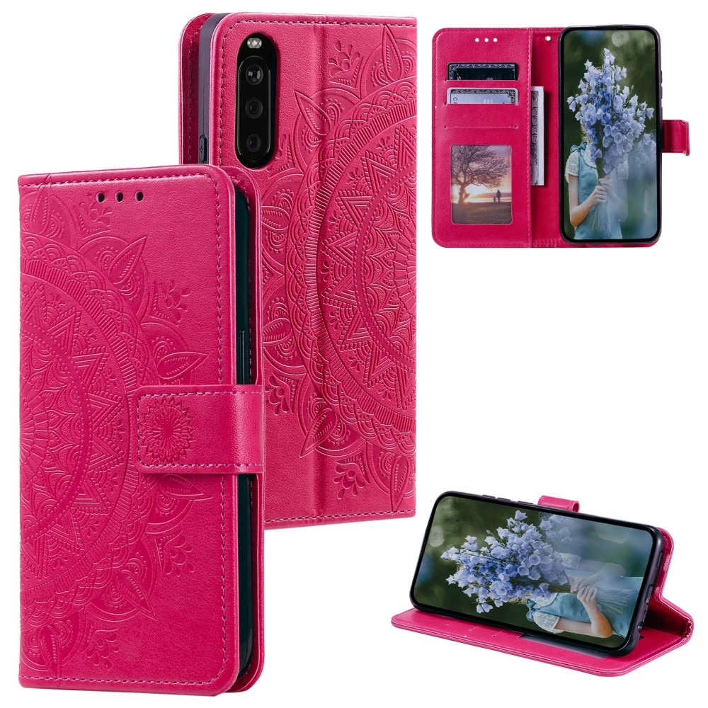 Étui en cuir Mandala Sony Xperia 10 VI, rose