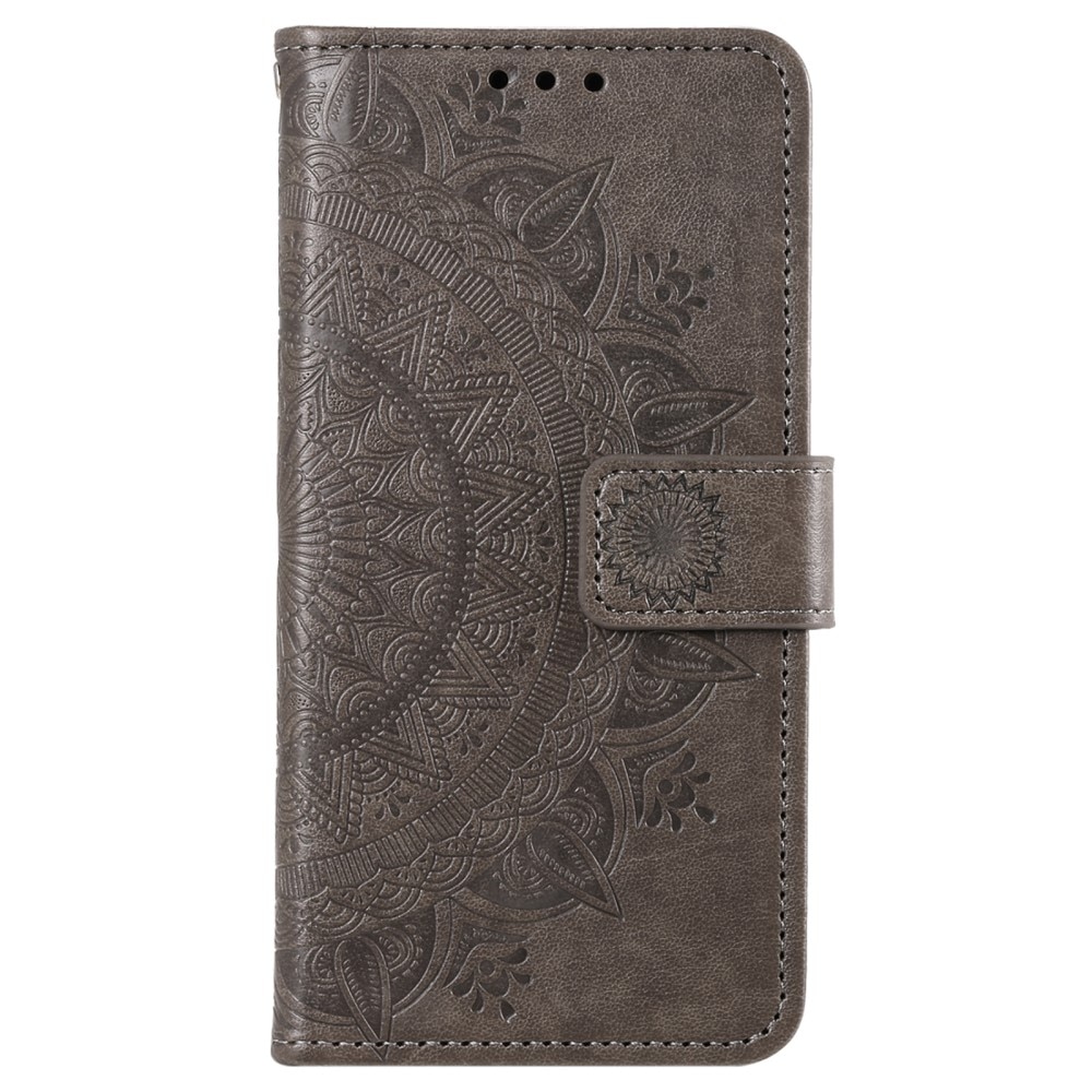 Étui en cuir Mandala Sony Xperia 10 VI, gris