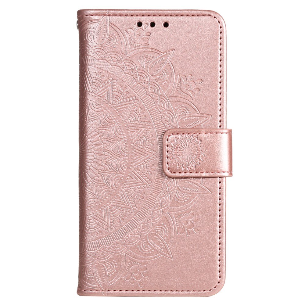 Étui en cuir Mandala Sony Xperia 10 VI, or rose