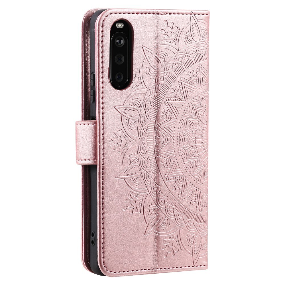 Étui en cuir Mandala Sony Xperia 10 VI, or rose