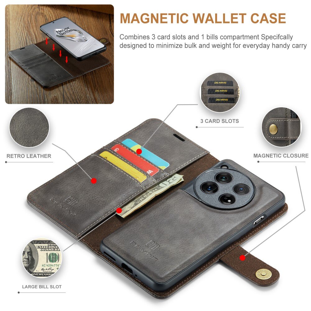 Étui portefeuille Magnet Wallet  OnePlus 12, Brown