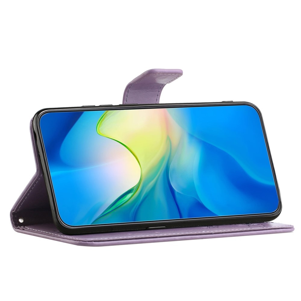 Étui en cuir à papillons pour Motorola Moto G24, violet