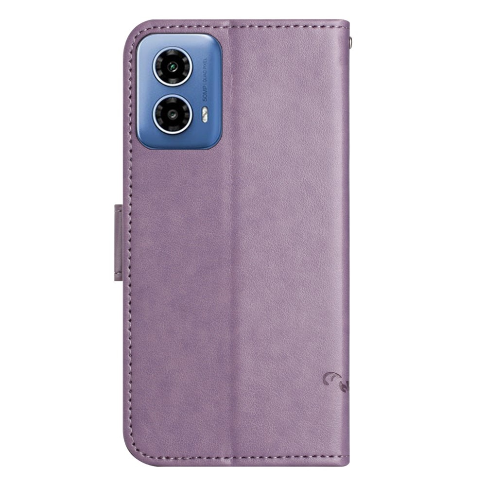 Étui en cuir à papillons pour Motorola Moto G04, violet