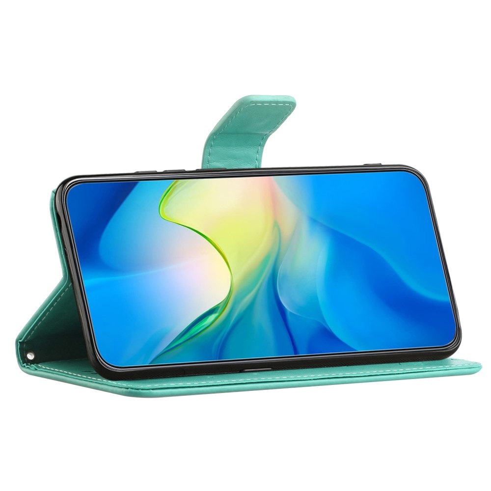 Étui en cuir à papillons pour Motorola Moto G24, vert