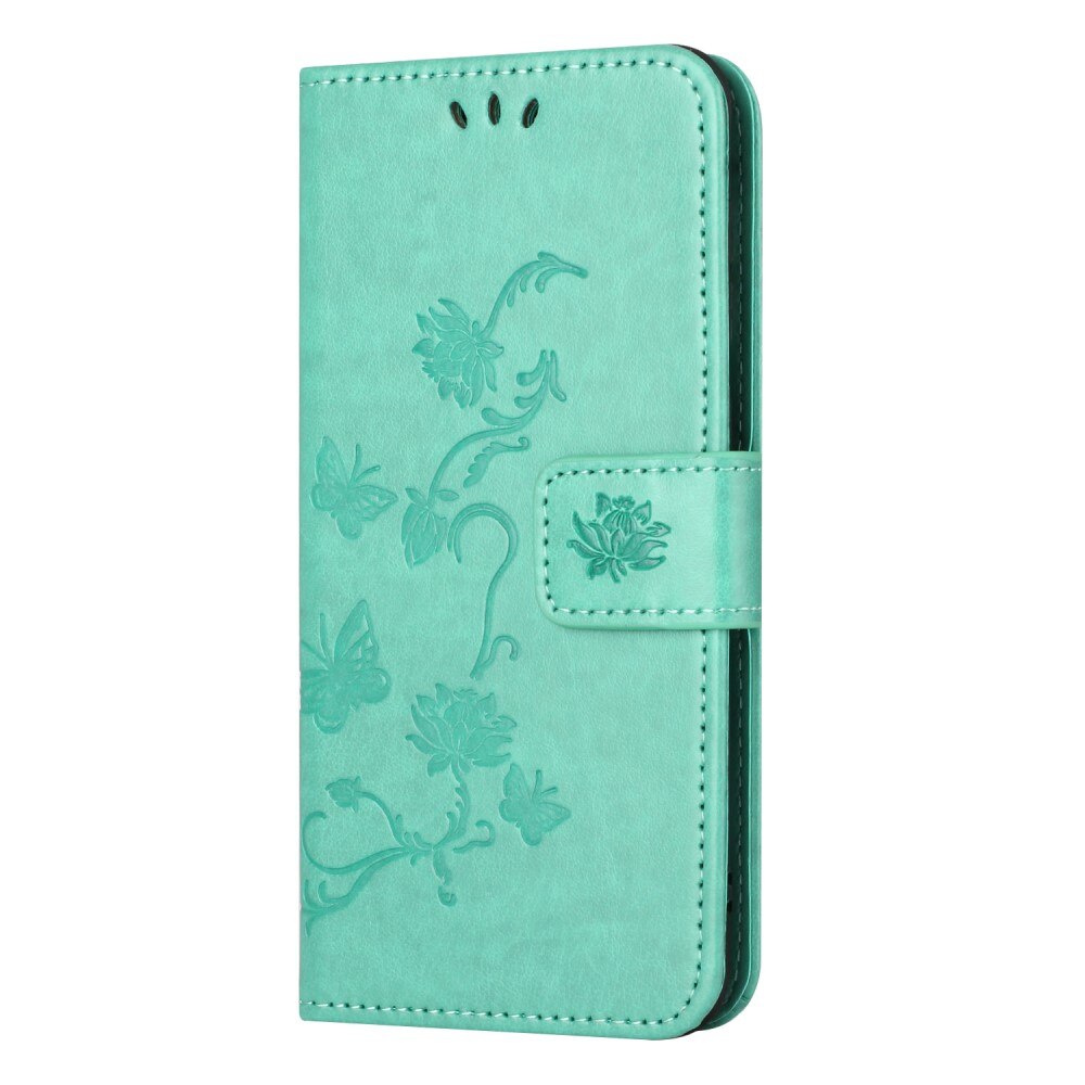 Étui en cuir à papillons pour Motorola Moto G04, Vert