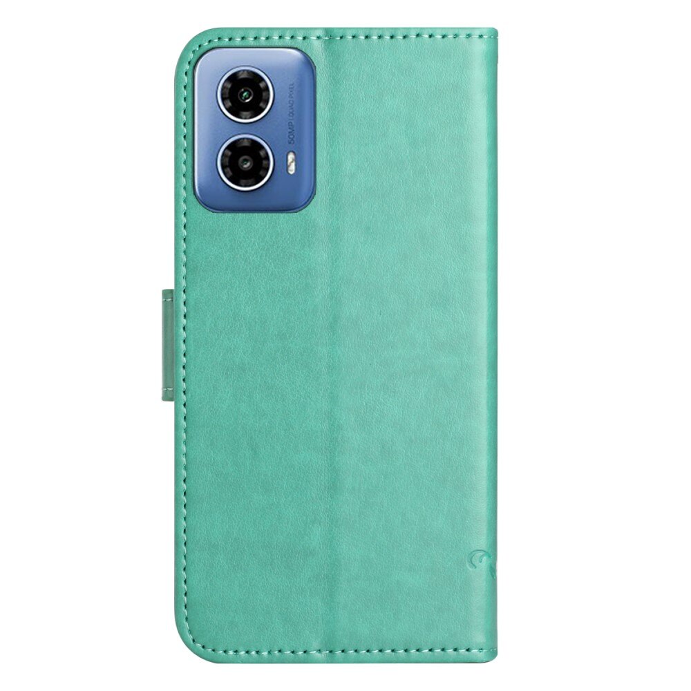 Étui en cuir à papillons pour Motorola Moto G04, vert