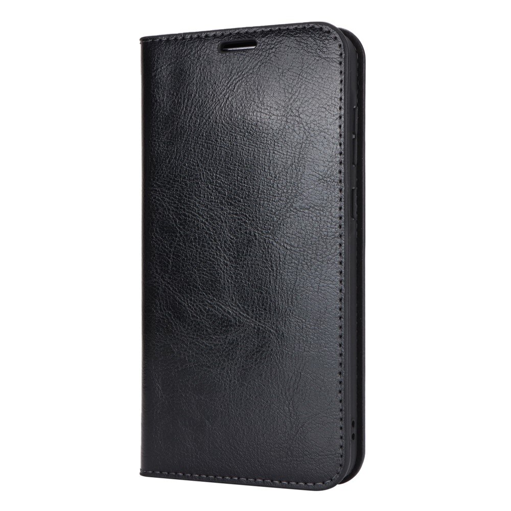 Coque portefeuille en cuir Veritable Samsung Galaxy A55, Noir