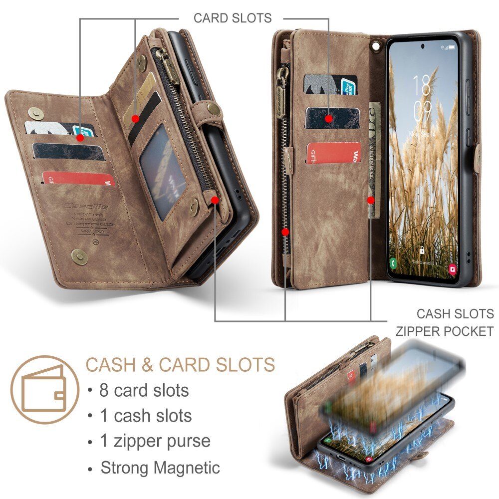 Étui portefeuille multi-cartes Samsung Galaxy A35, Marron