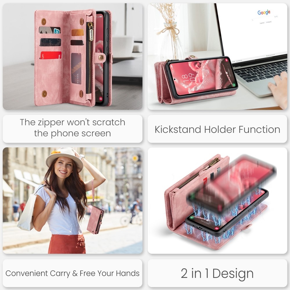 Étui portefeuille multi-cartes Samsung Galaxy A35, rose
