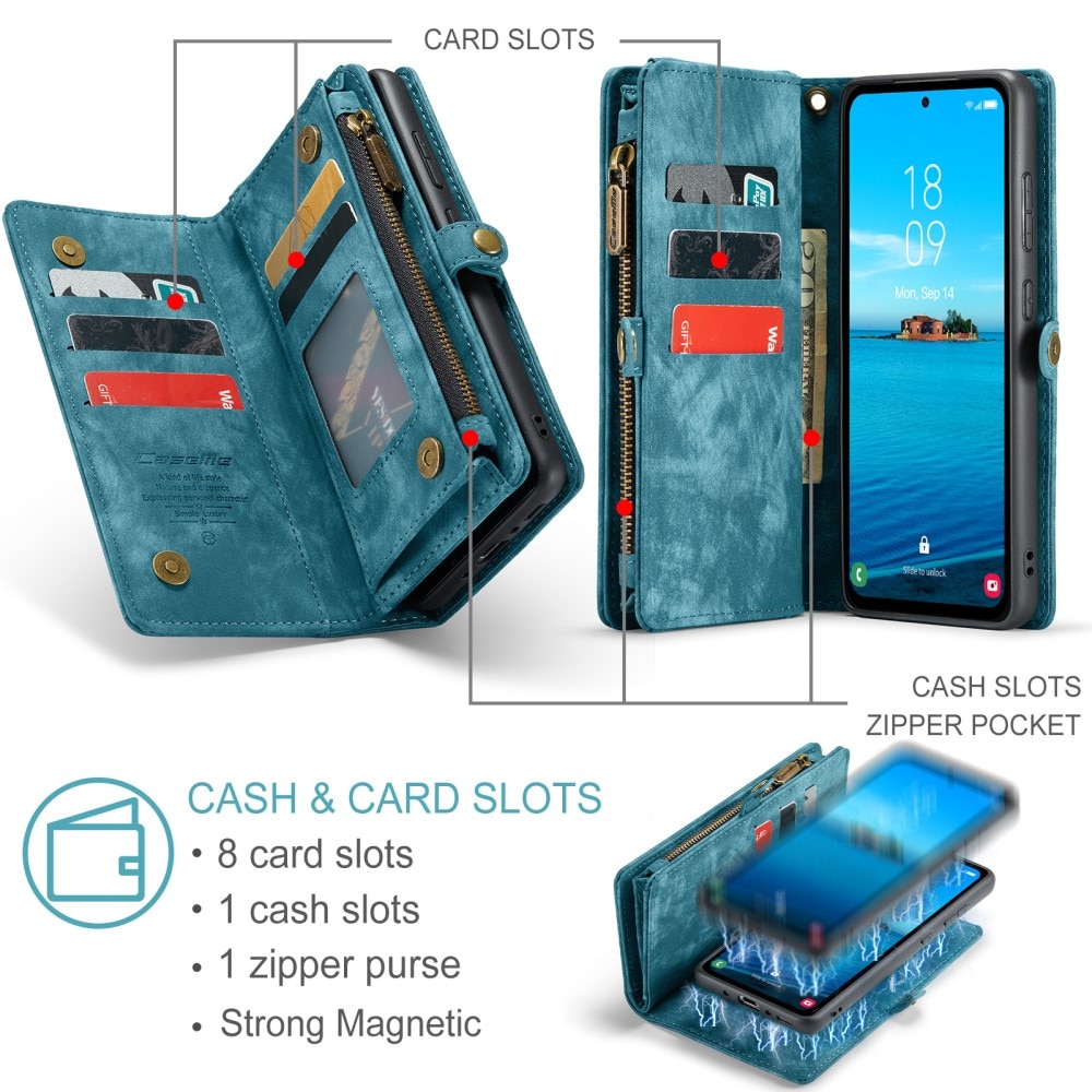 Étui portefeuille multi-cartes Samsung Galaxy A35, bleu