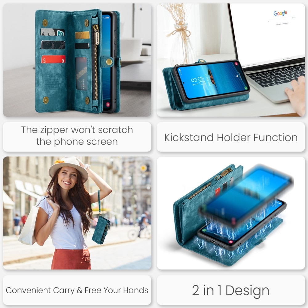 Étui portefeuille multi-cartes Samsung Galaxy A35, bleu
