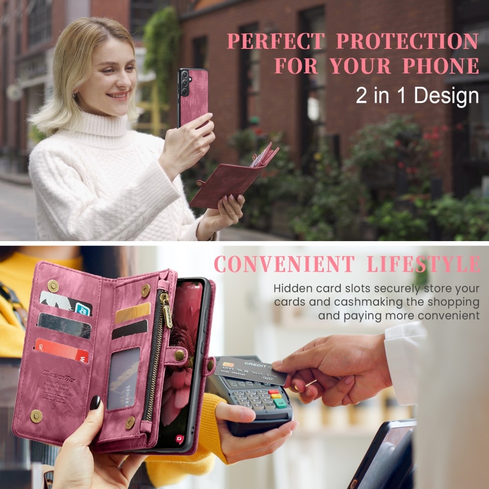 Étui portefeuille multi-cartes Samsung Galaxy A35, rouge
