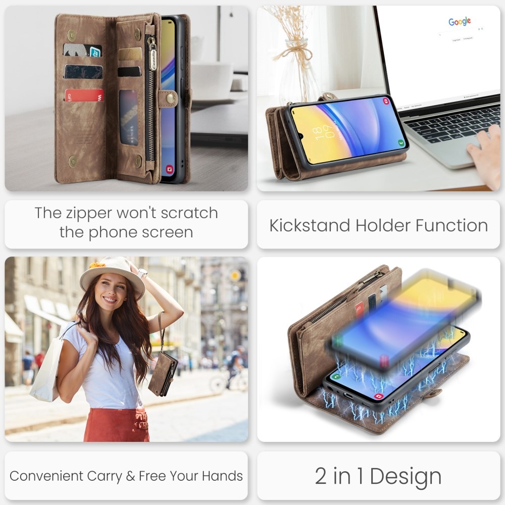 Étui portefeuille multi-cartes Samsung Galaxy A15, Marron