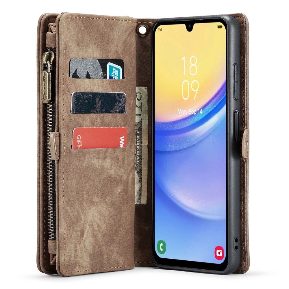 Étui portefeuille multi-cartes Samsung Galaxy A15, marron