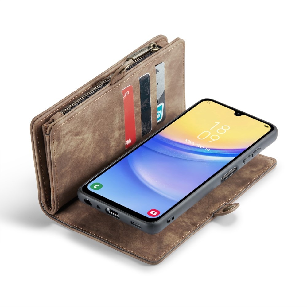 Étui portefeuille multi-cartes Samsung Galaxy A15, marron