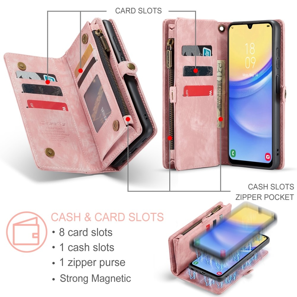 Étui portefeuille multi-cartes Samsung Galaxy A15, Rose