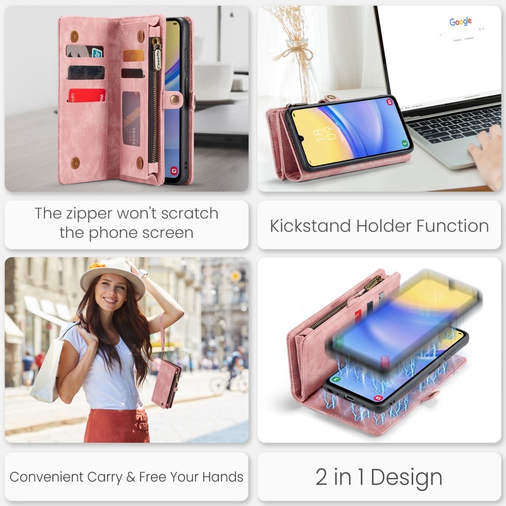 Étui portefeuille multi-cartes Samsung Galaxy A15, rose