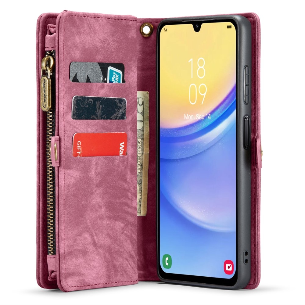 Étui portefeuille multi-cartes Samsung Galaxy A15, rouge