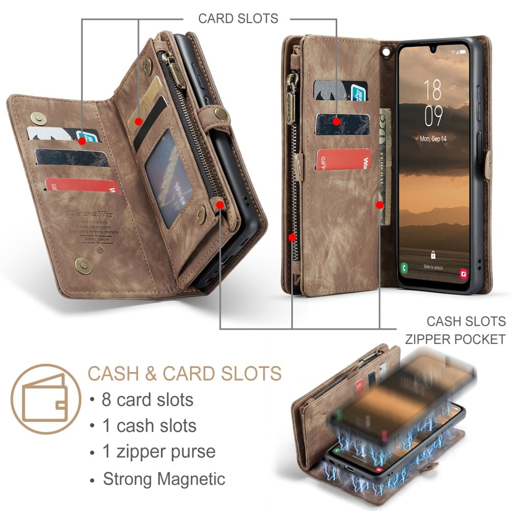Étui portefeuille multi-cartes Samsung Galaxy A25, Marron