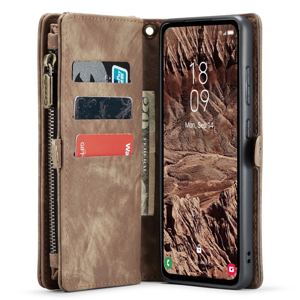 Étui portefeuille multi-cartes Samsung Galaxy A55, Marron