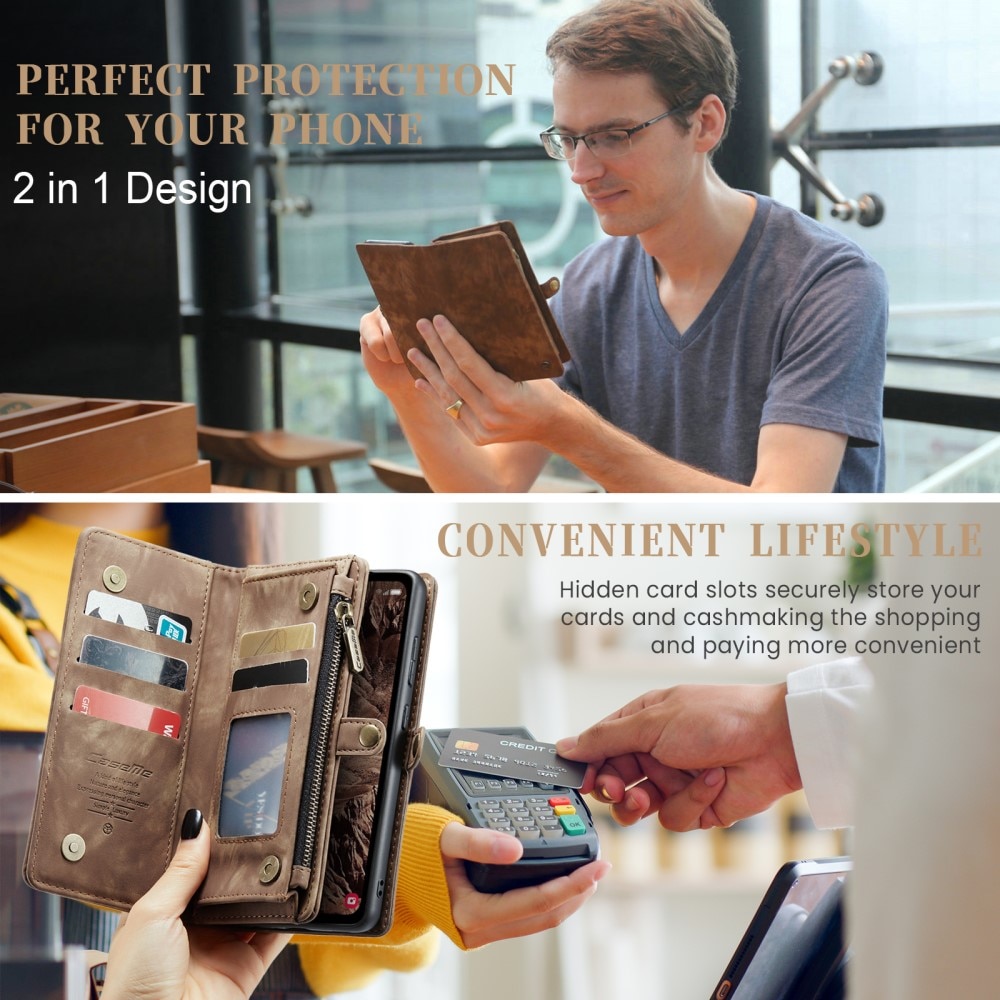 Étui portefeuille multi-cartes Samsung Galaxy A55, marron