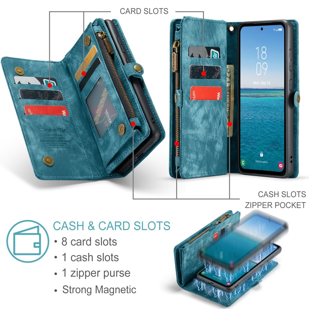 Étui portefeuille multi-cartes Samsung Galaxy A55, bleu