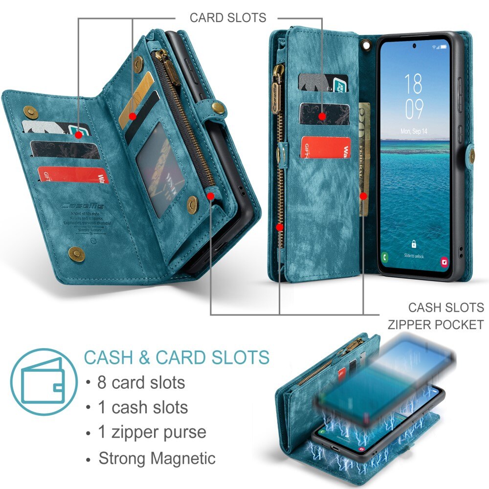 Étui portefeuille multi-cartes Samsung Galaxy A55, Bleu