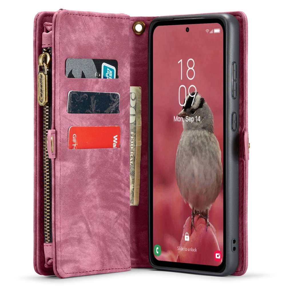 Étui portefeuille multi-cartes Samsung Galaxy A55, rouge