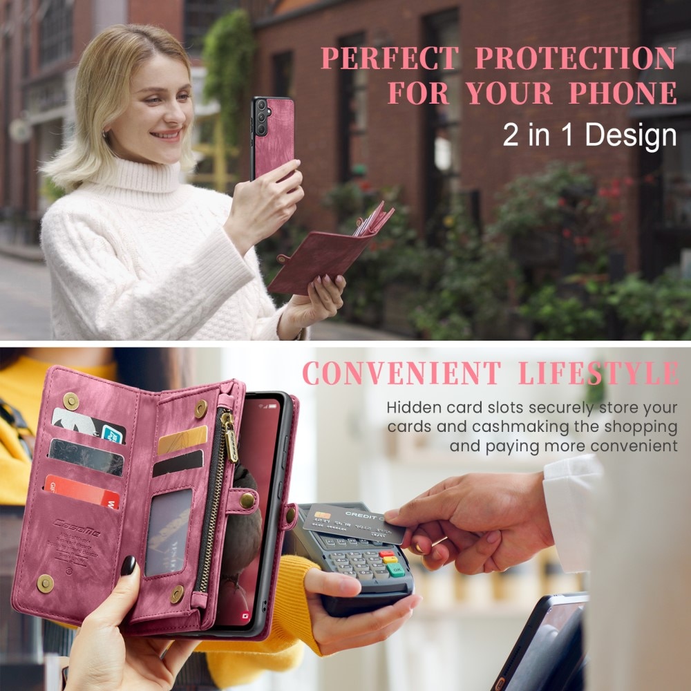 Étui portefeuille multi-cartes Samsung Galaxy A55, rouge