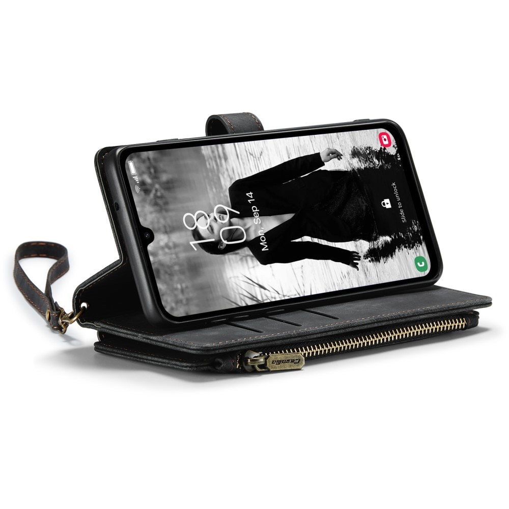 Étui portefeuille à glissière Samsung Galaxy A15, Noir