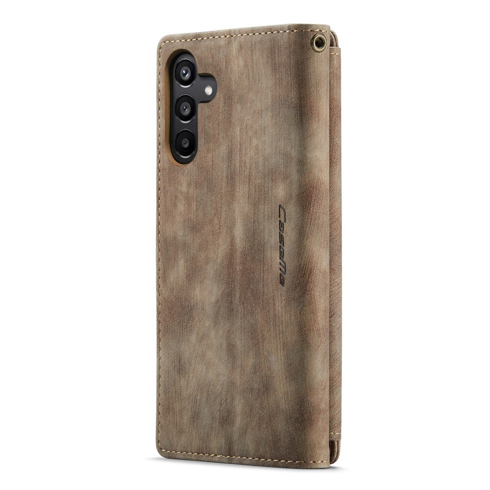 Étui portefeuille à glissière Samsung Galaxy A15, Marron