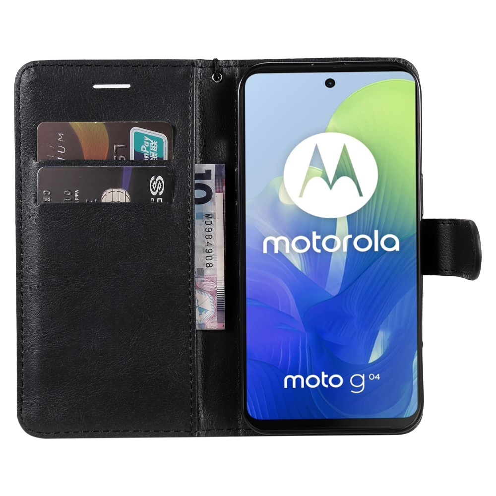 Étui portefeuille Motorola Moto G04, noir