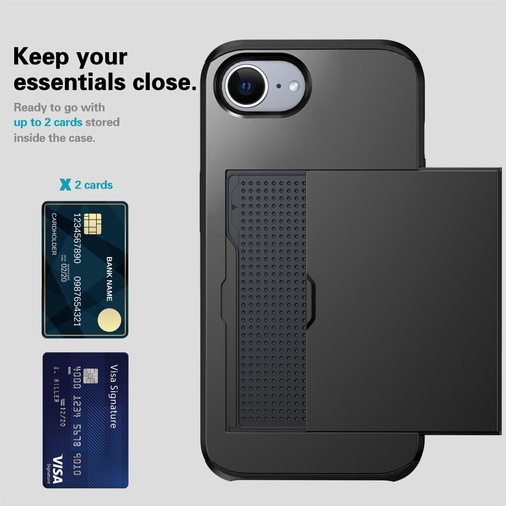 Coque à cartes iPhone 16e, Noir