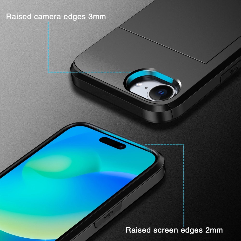 Coque à cartes iPhone 16e, Noir