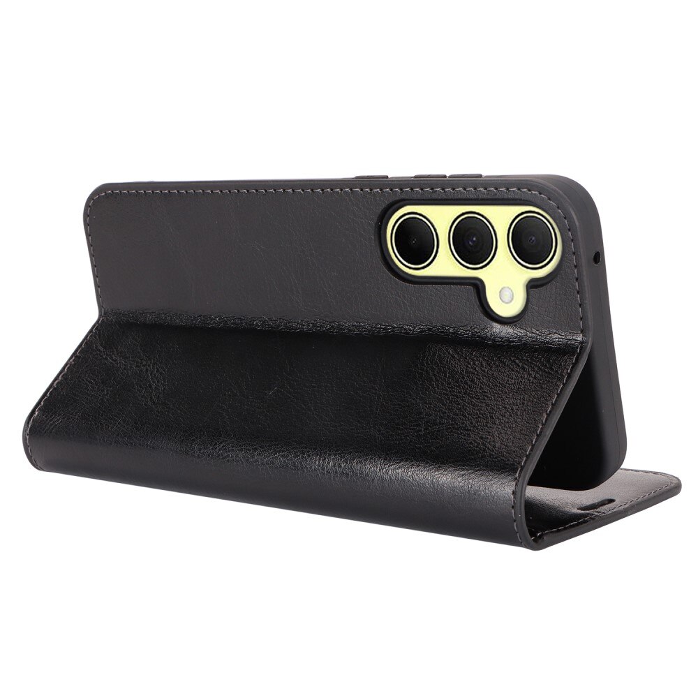 Coque portefeuille en cuir Veritable Samsung Galaxy A35, Noir