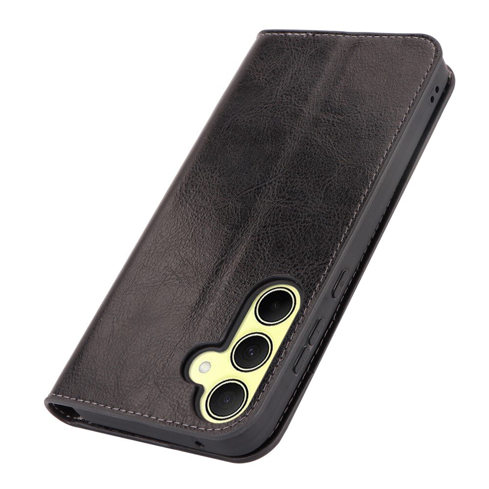 Coque portefeuille en cuir Veritable Samsung Galaxy A35, Noir
