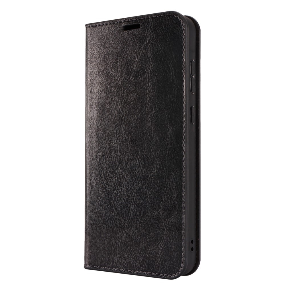 Coque portefeuille en cuir Veritable Samsung Galaxy A35, Noir