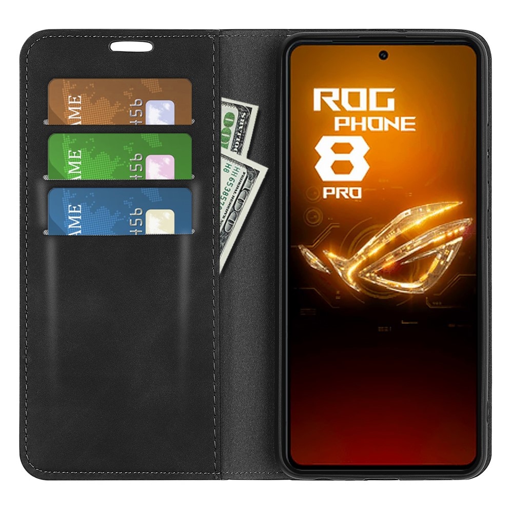 Coque portefeuille mince Asus ROG Phone 8 Pro, Noir