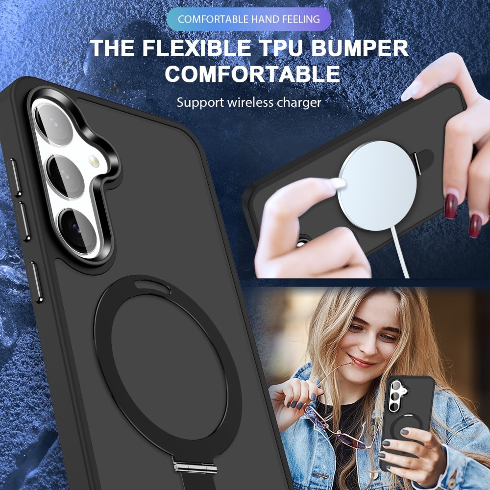 Coque hybride MagSafe Ring Samsung Galaxy S25, Noir