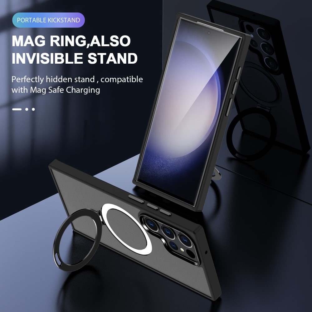 Coque hybride MagSafe Ring Samsung Galaxy S23 Ultra, noir