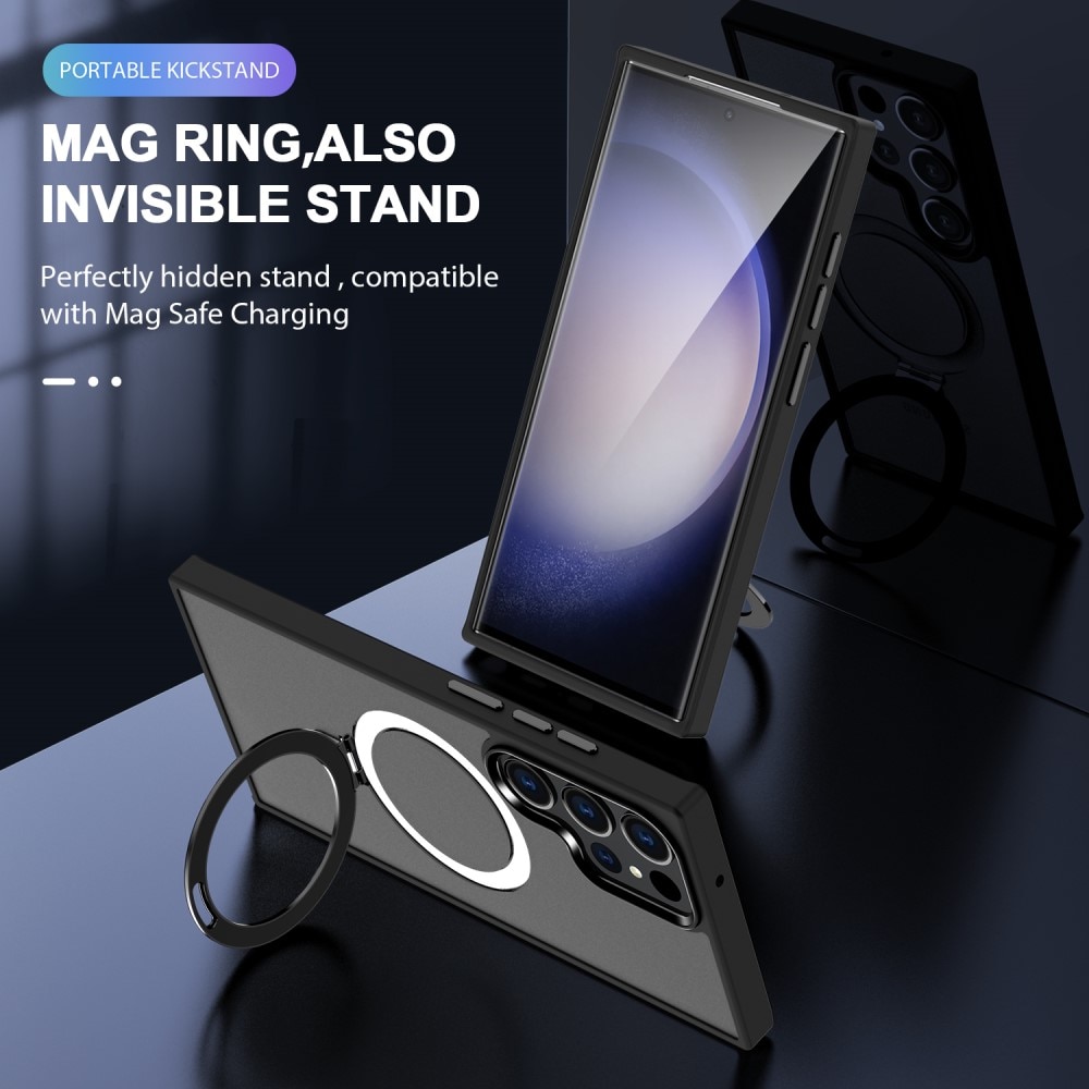 Coque hybride MagSafe Ring Samsung Galaxy S23 Ultra, Noir